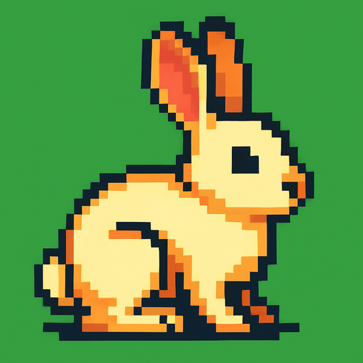 Pixel Rabbit.
In-Game asset.  2d.  High contrast.  No shadows