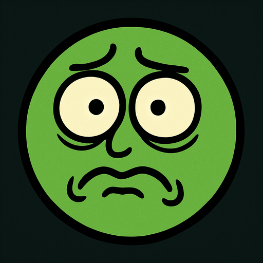 yüzü gözü olan salak salak bakan yuvarlak yeşil yüz.
In-Game asset.  2d.  High contrast.  No shadows