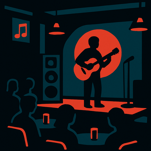 dark mode müzik çalınan mekan.
In-Game asset.  2d.  High contrast.  No shadows