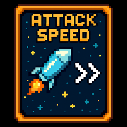 Карточка с изоброжение скорости атака пиксельная карточка улучшения пиксельная космическая.
In-Game asset.  2d.  High contrast.  No shadows