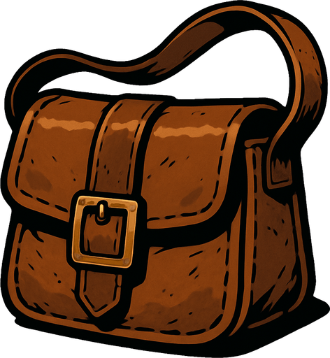 deri çanta.
In-Game asset.  2d.  High contrast.  No shadows