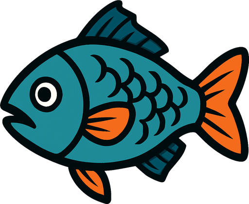 medium-sized fish.
In-Game asset.  2d.  High contrast.  No shadows