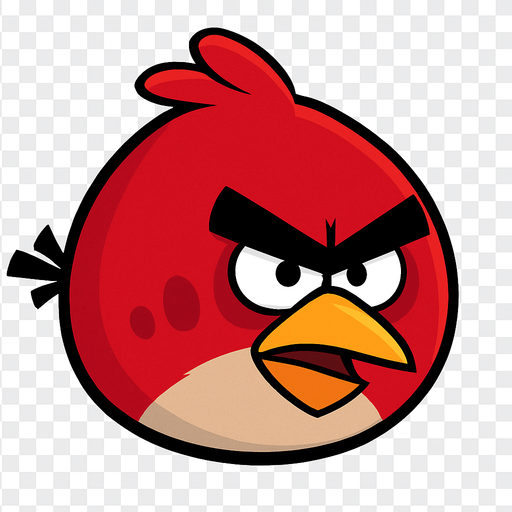 red angry bird transparan.
In-Game asset.  2d.  High contrast.  No shadows
