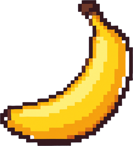 a pixel art of a banana.
In-Game asset.  2d.  High contrast.  No shadows