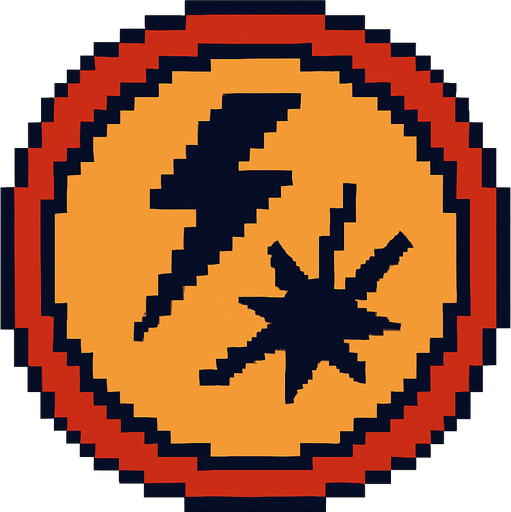 pixel art circle damage button with symbols and no letters.
In-Game asset.  2d.  High contrast.  No shadows