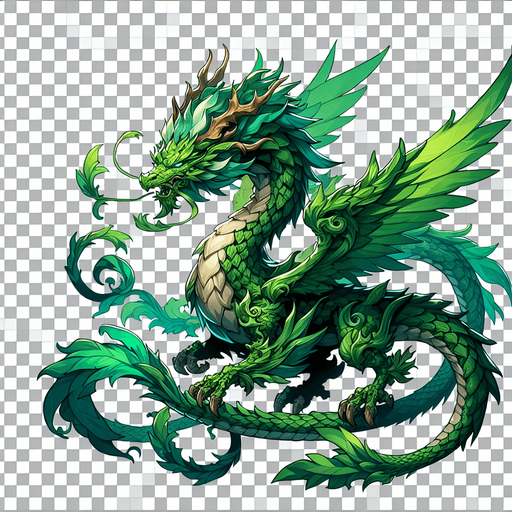 green dragon.
In-Game asset. 2d. Transparent background. High contrast. No shadows.