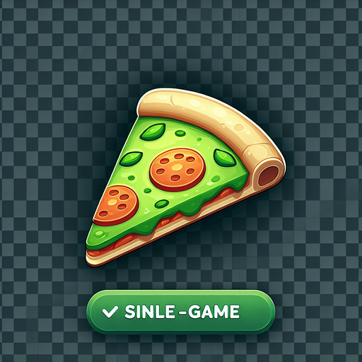 a slice of pizza on a transparent background, predominantly green. Slice of pizza.
Single Game Texture. In-Game asset. 2d. Blank background. High contrast. No shadows.