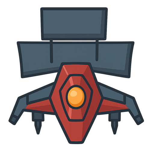 a enemy space ship. No background. Transparent background. Blank background. No shadows. 2d. In-Game asset. flat