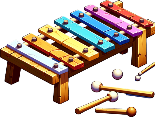 Xylophone.
Single Game Texture.  In-Game asset.  2d.  Blank background.  No shadows