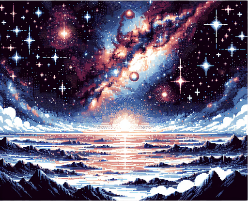 Galaxy Background 2D Pixel..
Single Game Texture. In-Game asset. 2d. Blank background. High contrast. No shadows.