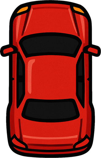 Top down car red.
In-Game asset.  2d.  High contrast.  No shadows