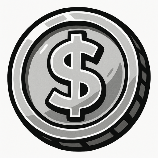 Silver coin.
In-Game asset.  2d.  High contrast.  No shadows