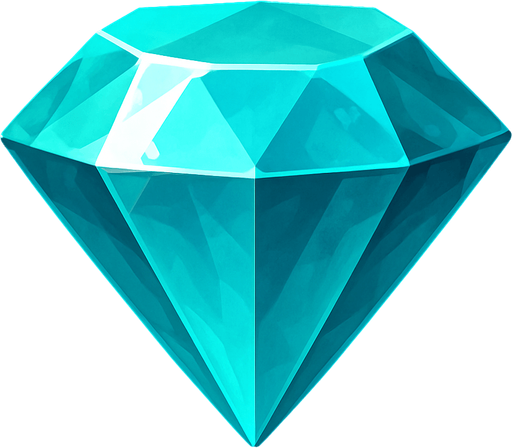 a cyan realistic gem.
In-Game asset.  2d.  High contrast.  No shadows