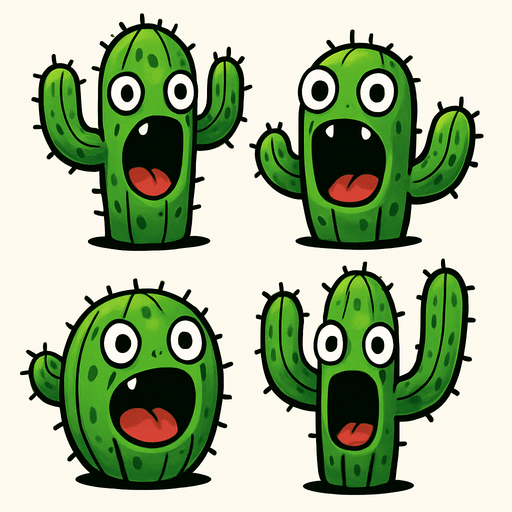 ağazı açık kaktüsler 2D.
In-Game asset.  2d.  High contrast.  No shadows