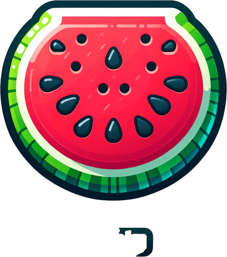 cut watermelon.
Single Game Texture. In-Game asset. 2d. Blank background. High contrast. No shadows.