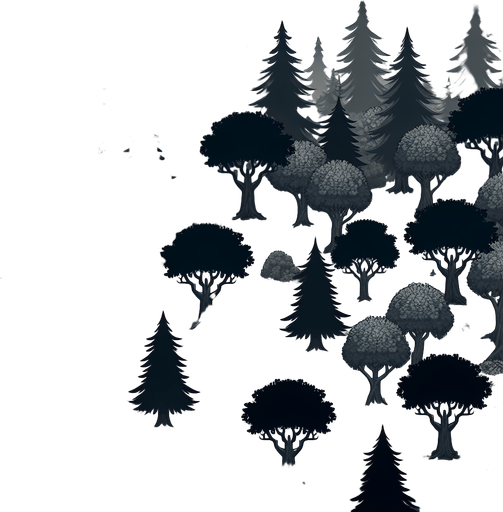 The theme of forest.
Single Game Texture. In-Game asset. 2d. Blank background. High contrast. No shadows.