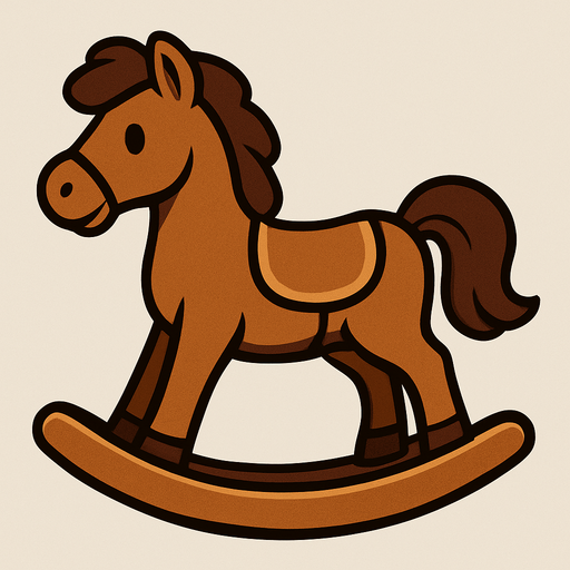 Brown rocking horse.
In-Game asset.  2d.  High contrast.  No shadows