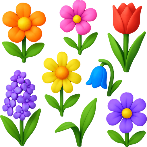 Pack of different flowers, 3D flowers, without black lines around it!
In-Game asset.  High contrast.  No shadows. 3D