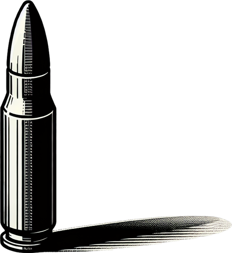 Bullet.
Single Game Texture. In-Game asset. 2d. Blank background. High contrast. No shadows.
