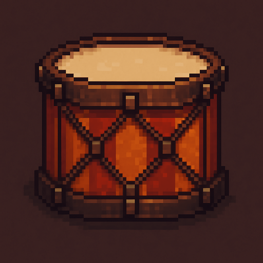 Drum 2d pixelart.
In-Game asset.  2d.  no drums