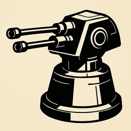 Death Star turret.
In-Game asset.  2d.  High contrast.  No shadows