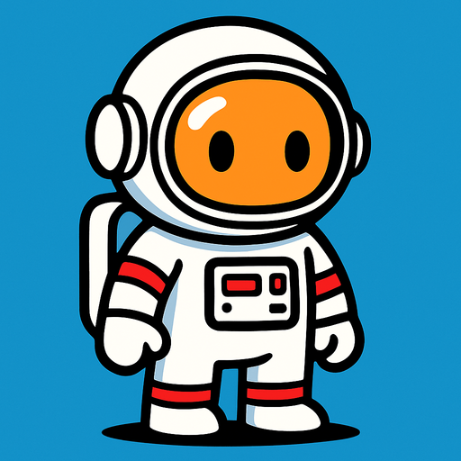 Cartoon bir astronot.
In-Game asset.  2d.  High contrast.  No shadows
