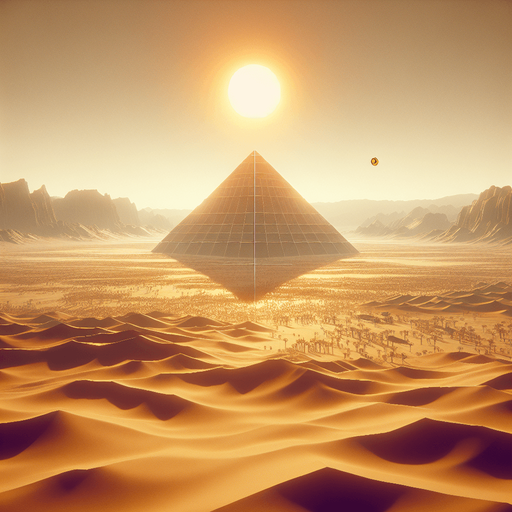 An animated image of a desert with a pyramid.
Single Game Texture. In-Game asset. 2d. Blank background. High contrast. No shadows.