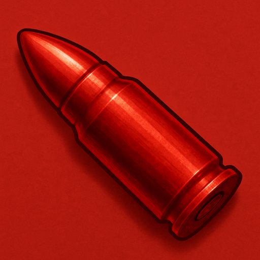 Bullet realistic icon light red color
In-Game asset.  2d.  High contrast.  No shadows