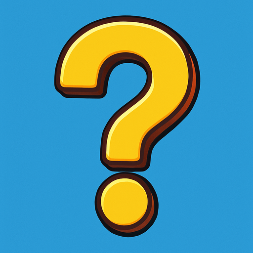 A giant question mark. Anime style..
In-Game asset.  2d.  High contrast.  No shadows