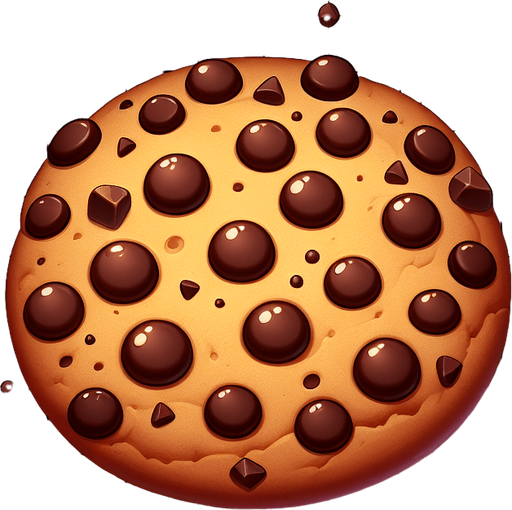 Chocolate chip cookie.
Single Game Texture.  In-Game asset.  2d.  Blank background.  High contrast.  No shadows