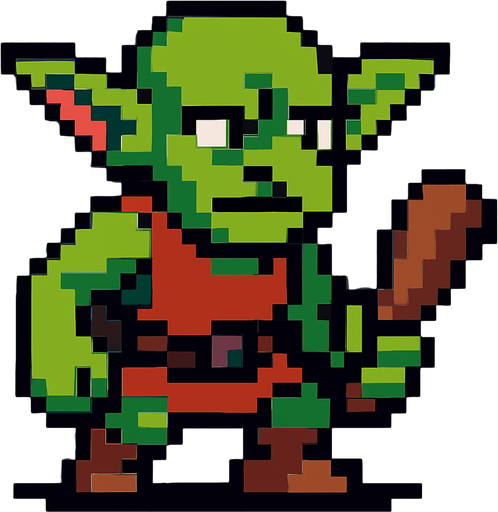 pixel art goblin.
In-Game asset.  2d.  High contrast.  No shadows