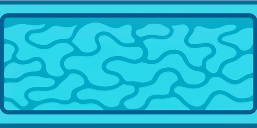 Piscina vista desde arriba con lineas suaves. un borde celeste igual al agua de proporciones 4:16.
In-Game asset.  2d.  High contrast.  No shadows