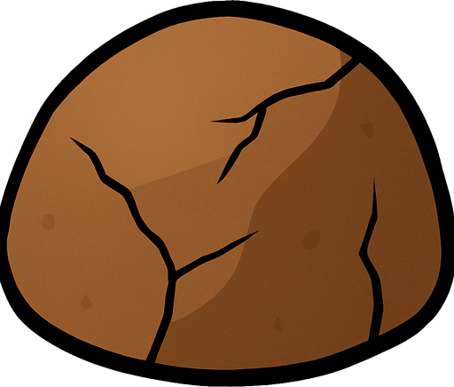 smaller rock, more rounded, really thick black outline, same brown color