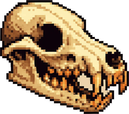 2d pixel art high quality wold skull.
In-Game asset.  2d.  High contrast.  No shadows