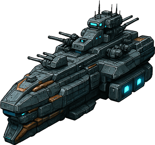 uzay savaş gemisi - gerçekçi - yazısız.
In-Game asset.  High contrast.  No shadows