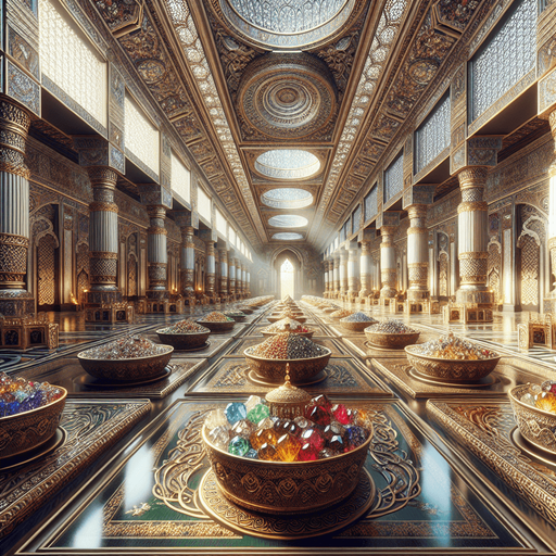 Hall in a luxury oriental castle (with bowls of gems)