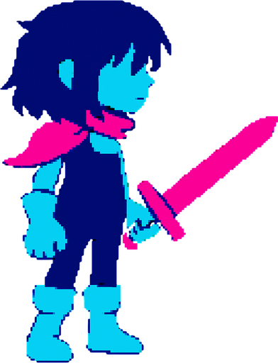 Kris chica con espada rosa mirando ala izquierda.
In-Game asset.  2d.  High contrast.  No shadows