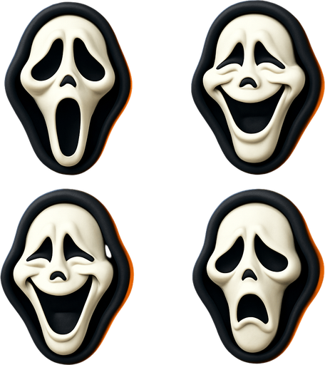 3D Scary and funny face meme of scream from the movie. different faces look. face only
In-Game asset.  3D.  High contrast.  No shadows. face only