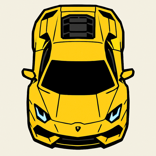 Kuş bakışı Lamborghini.
In-Game asset.  2d.  High contrast.  No shadows