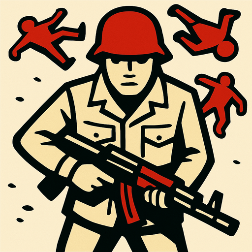 The enemy soldiers should look at us from a bird's eye view, but the soldier should look forward with a weapon in hand..
In-Game asset.  2d.  High contrast.  No shadows