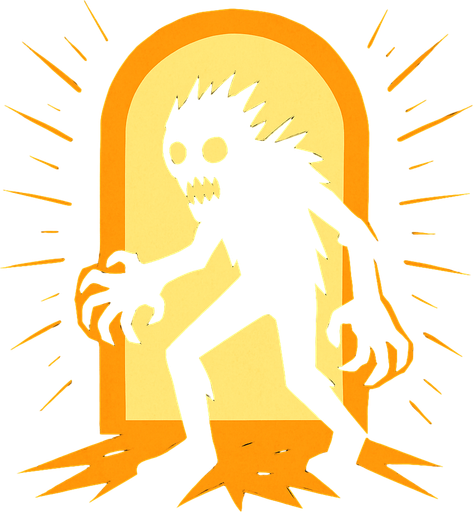 a terrifying but illuminating exit.
In-Game asset.  2d.  High contrast.  No shadows