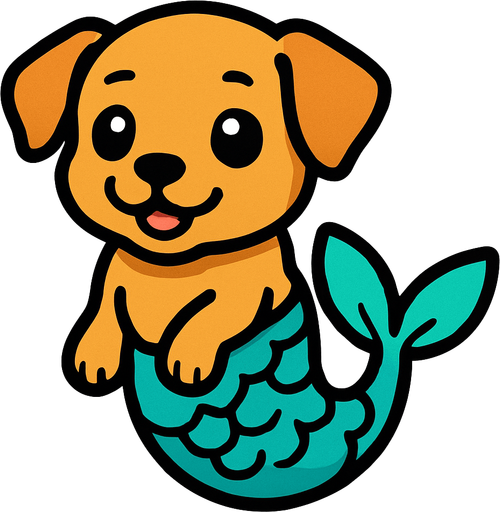 Chiot sirène.
In-Game asset.  2d.  High contrast.  No shadows