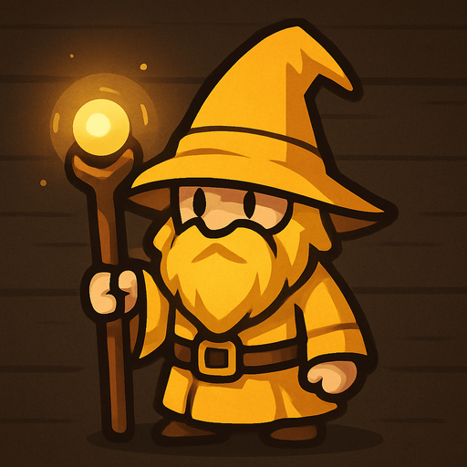 2d in game asset light (yellow) wizard.