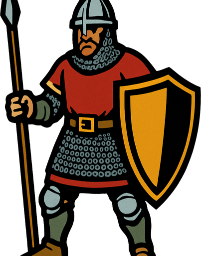 Medieval soldier.
In-Game asset.  2d.  High contrast.  No shadows