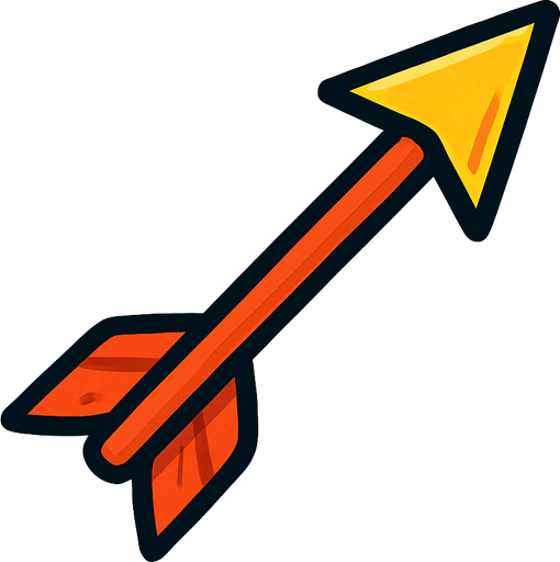 single arrow image.
In-Game asset.  2d.  High contrast.  No shadows