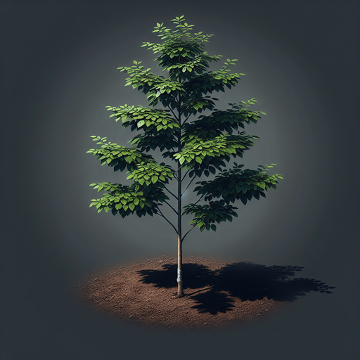 tree sepling.
Single Game Texture.  In-Game asset.  2d.  Blank background.  High contrast.  No shadows