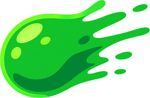 Un proyectil de slime estilo lineless.
In-Game asset.  2d.  High contrast.  No shadows