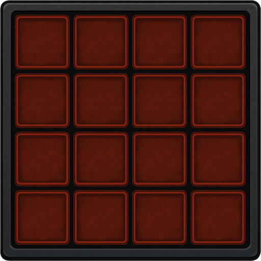 içinde yazı olmayan, kenarlında boşluk olmayan 15 adet bölmeden oluşan bir inventory.
In-Game asset.  2d.  High contrast.  No shadows