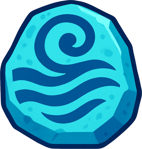 Pierre élément eau.
In-Game asset.  2d.  High contrast.  No shadows