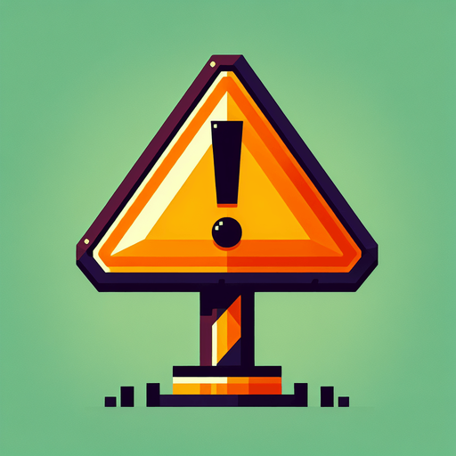 Danger sign.
Single Game Texture. In-Game asset. 2d. Blank background. High contrast. No shadows.